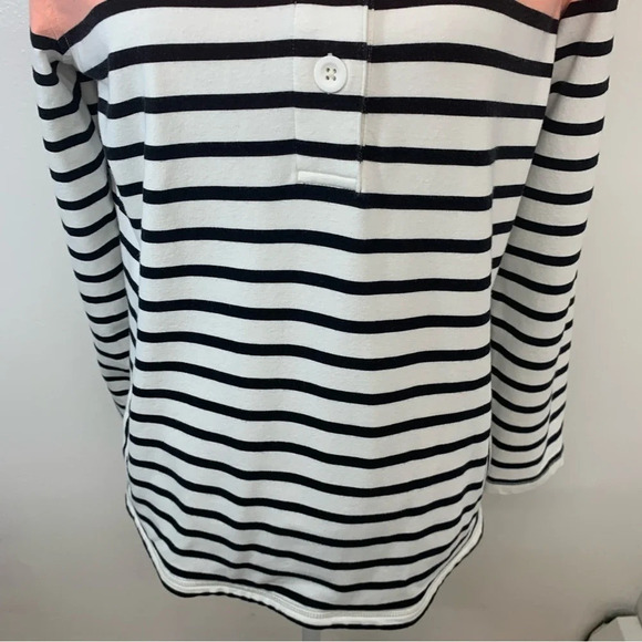 T by Talbots Top Sweatshirt Woman Medium  Long Sleeve Stripe Stretch Pockets - Picture 7 of 12